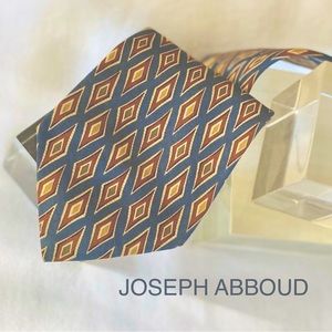 Joseph Abboud Silk Neck Tie: Orange and Yellow Squares on Blue Colorfield